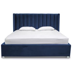 Base Cama Con Espaldar Sencillo Julieta Azul