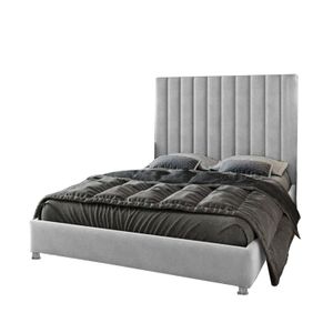 Base Cama Con Espaldar Doble Natura Gris Perla