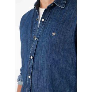 Camisa manga larga azul para hombre