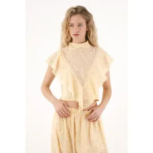 Camisa desagujada con bolero para mujer