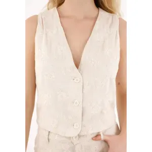 Chaleco bordado con escote en V para mujer