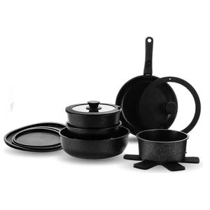 Batería De Cocina Ollas 17 Piezas Antiadherente Ceramica Donnor Negra