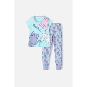 Pijama de Mic con pantalón largo azul y morada para niña