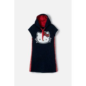 Vestido de Hello Kitty azul oscuro y rojo con capucha para niña