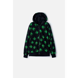 Buzo de Minecraft negro y verde con capucha para niño