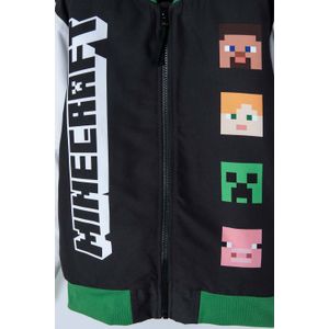 Chaqueta de Minecraft marfil y negra estampada en frente para niño