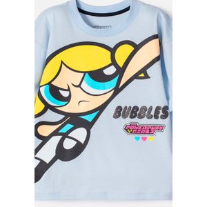 Camiseta de las Chicas Superpoderosas azul estampada en frente para niña