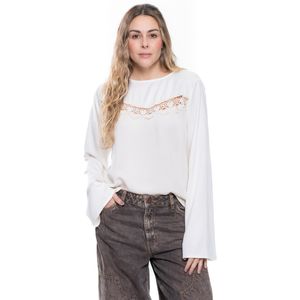 Camisa Manga Larga Con Encaje