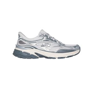 Tenis Skechers Stamina Sport Mujer Color Gris Blanco Plateado