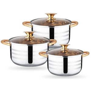 Batería De Ollas Acero Inoxidable 6 Piezas Juego Premium Cocina Inducción