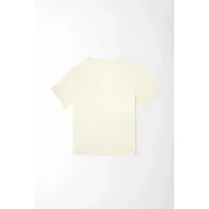 Camiseta para mujer en algodón marfil fit ceñido con bordado