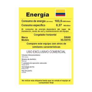 CONGELADOR SWAN XS-500YX PUERTA DE VIDRIO CS