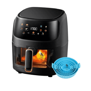Airfryer Freidora De Aire Digital Sin Aceite Silver Cresp 9 Litros + Moldes De Silicona