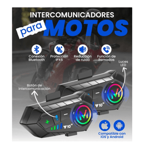 Juego De Intercomunicadores X2 Auriculares Bluetooth Para Casco Moto Impermeable V10 Segunda Generacion
