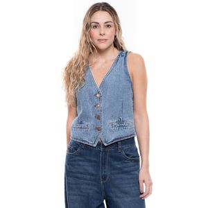 Chaleco En Denim Con Botones En Frente