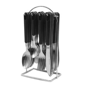 Juego de Cubiertos 6 Puestos 24 Piezas Mango Plastico con Soporte