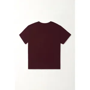 Camiseta para mujer de algodón vinotinto fit regular con felinos