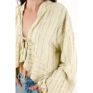 Camisa amplia de manga larga verde para mujer