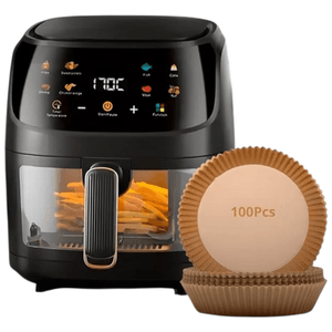 Airfryer Freidora De Aire Multifuncional Silver Digital Sin Aceite 8 Litros + 100 Papeles Antiadherentes