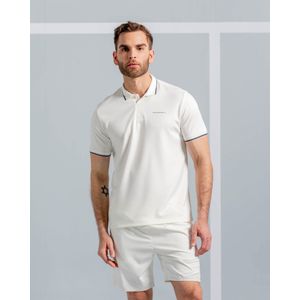 Camiseta Tipo Polo Detalles Contraste,  Color Marfil Para Hombre