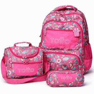 Combo Escolar Totto Niña 3 en 1 Diseño Ice Cream (Maleta + Lonchera + Cartuchera)