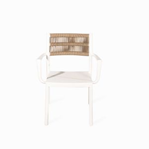 Silla brazos blanca con espaldar cuerdas café