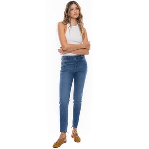 High Waist Skinny Fit Jeans Tono Medio