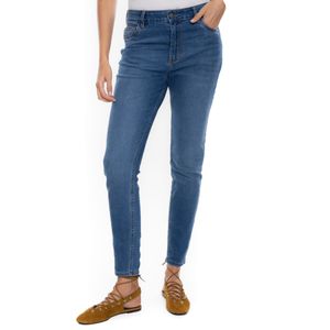 High Waist Skinny Fit Jeans Tono Medio