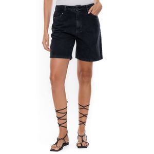 Black Denim Shorts Con Desgastes