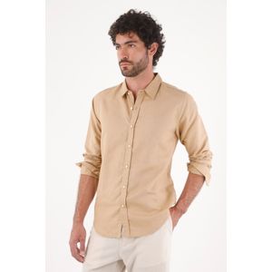 Camisa para hombre en lino arena fit regular y fresca