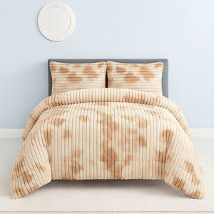 Edredón HoneySoft Velvet Voypre Tamaño Doble Acanalado Brown con Fundas y Cojines