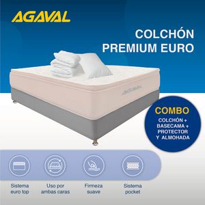 COMBO COLCHON AGAVAL PPOCKT 200X200+BASE+PROTECTOR+2 ALMOHADAS