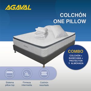 COMBO COLCHON AGAVAL ONE PILLOW 120X190CM+BASE CAMA GRAF+PROTECTOR+1 ALMOHADA