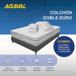 COMBO COLCHON AGAVAL EURO 160X190CM +BASE CAMA GRAF+PROTECTOR+ 2 ALMOHADAS