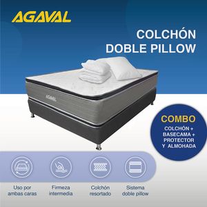 COMBO COLCHON AGAVAL DOBLE PILLOW 100X190CM +BASE CAMA GRAF+PROTECTOR+1 ALMOHADA