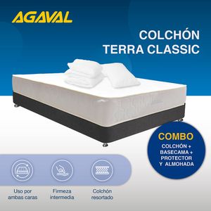 COMBO COLCHON AGAVAL TRCLAS 140X190+BASE+PROTECTOR+2 ALMOHADAS