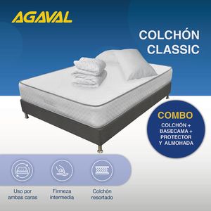 COMBO COLCHON AGAVAL CLASSIC 160X190CM+BASE CAMA GRAF+PROTECTOR+2 ALMOHADAS