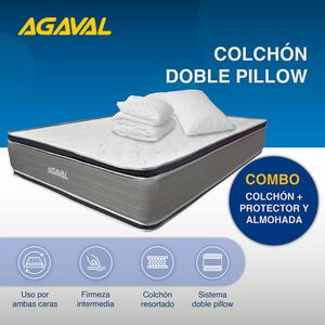 COMBO COLCHON AGAVAL DOBLE PILLOW 140X190CM +PROTECTOR + 2 ALMOHADAS