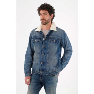 Abrigo para hombre algodón azul fit recto con borreguito
