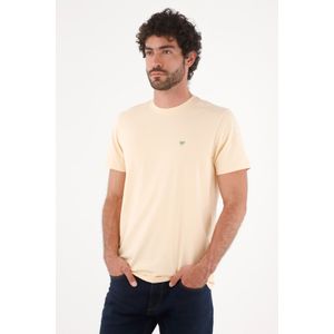 Camiseta para hombre en algodón beige regular con bordado