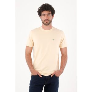 Camiseta para hombre en algodón beige regular con bordado