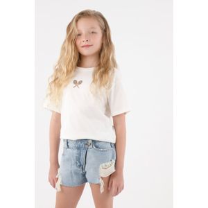 Camiseta para niña algodón crudo recta con bordado