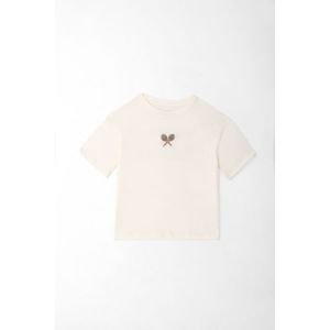 Camiseta para niña algodón crudo recta con bordado