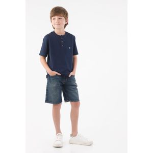 camiseta cuello redondo azul para niño