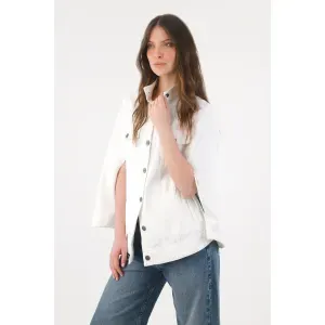 Capa para mujer algodón blanco fit relajado con botones