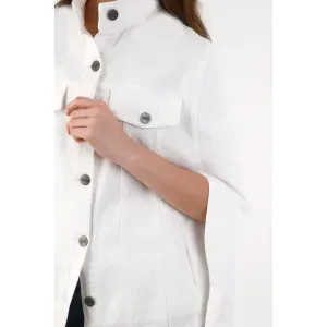 Capa para mujer algodón blanco fit relajado con botones