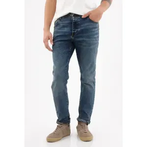 Jean para hombre en algodón índigo corte ajustado desvanecido
