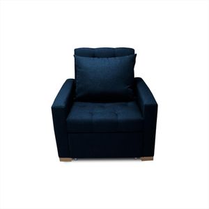 Sofá Cama Unipersonal Sabathy Tela Lino Azul Petroleo