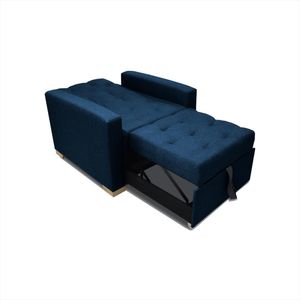 Sofá Cama Unipersonal Sabathy Tela Lino Azul Petroleo