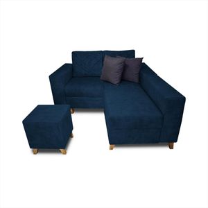 Sala Amsterdam 2P +Silla+Puff Tela Petfriendly Azul Petroleo